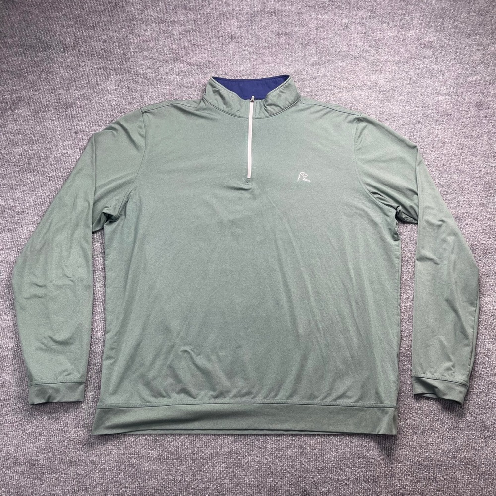 Rhoback Mens XL The Sage Quarter Zip Performance Pullover Green Heathered Golf